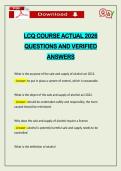 LCQ COURSE ACTUAL 2026 QUESTIONS AND VERIFIED ANSWERS