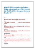 WGU C190 Introduction to Biology  Midterm Revised Exam With Correct  Verified And Well Analyzed Answers  Graded A&plus;