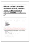 Oklahoma Psychology Jurisprudence  Exam Practice Questions And Correct  Answers &lpar;Verified Answers&rpar; Plus  Rationales 2026 Q&A Instant Download  Pdf 