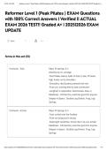 Reformer Level 1 &lpar;Peak Pilates &rpar; EXAM Questions with 100&percnt; Correct Answers &vert; Verified &vert;&vert; ACTUAL EXAM 2026 TEST&excl;&excl; Graded A&plus; &vert; 2025&vert;2026 EXAM UPDATE