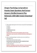 Oregon Psychology Jurisprudence  Practice Exam Questions And Correct  Answers &lpar;Verified Answers&rpar; Plus  Rationales 2026 Q&A Instant Download  Pdf 