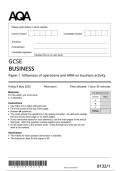 AQA GCSE BUSINESS Paper 1 Influences of operations and HRM on business activity 8132&sol;1 May 2025