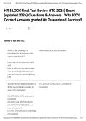 HR BLOCK Final Test Review &lpar;ITC 2026&rpar; Exam &lpar;updated 2026&rpar; Questions & Answers &vert; With 100&percnt; Correct Answers graded A&plus; Guaranteed Success&excl;&excl;
