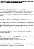 Google Ads Search Certification EXAM &lpar;2025&rpar; QUESTIONS AND &lpar;elaborated&rpar; WITH COMPLETE SOLUTIONS