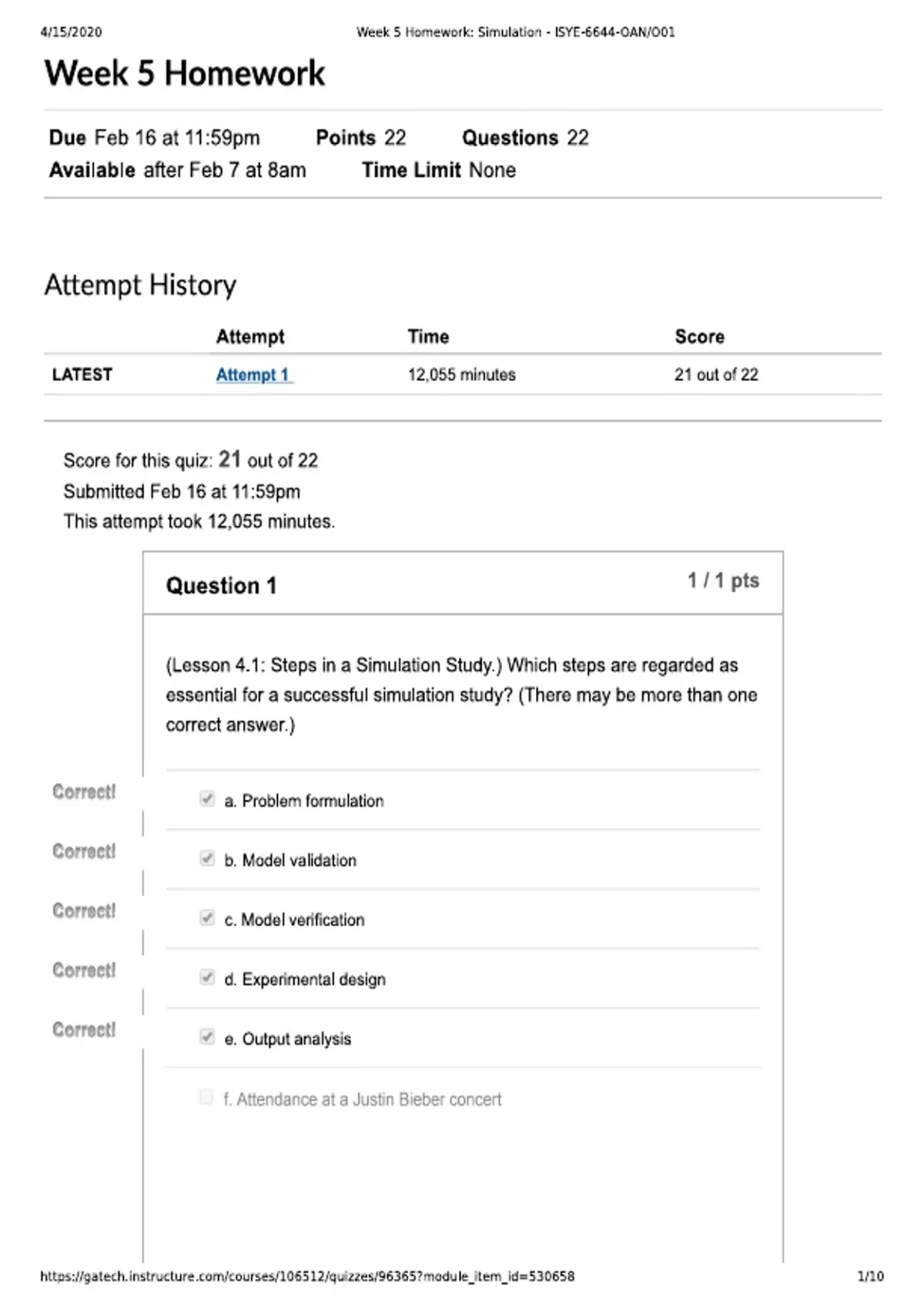 ISYE 6644 Week 5 Homework Simulation (Fall, Spring)| Questions and ...