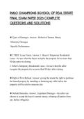 RMLO CHAMPIONS SCHOOL OF REAL ESTATE FINAL EXAM PAPER 2026 COMPLETE QUESTIONS AND SOLUTIONS