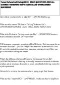 Texas Defensive Driving &lpar;2025&rpar; EXAM QUESTIONS AND ALL CORRECT ANSWERS 100&percnt; SOLVED AND GUARANTEED SUCCESS&excl;&excl;