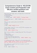 Comprehensive Guide to  NCLEX-RN Exam Content and Preparation with 400 plus verified questions and answers -test bank