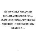 NR 509 WEEK 8 ADVANCED HEALTH ASSESSMENT FINAL EXAM QUESTIONS AND VERIFIED SOLUTION LATEST GUIDE 2026 GRADED A&plus; &period;