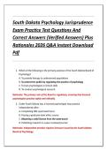 South Dakota Psychology Jurisprudence  Exam Practice Test Questions And  Correct Answers &lpar;Verified Answers&rpar; Plus  Rationales 2026 Q&A Instant Download  Pdf 