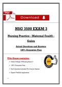 NSG 3500 EXAM 3  Nursing Practice - Maternal Ḣealtḣ -  Galen  Actual Questions and Answers   100&percnt; Guarantee Pass 