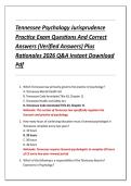 Tennessee Psychology Jurisprudence  Practice Exam Questions And Correct  Answers &lpar;Verified Answers&rpar; Plus  Rationales 2026 Q&A Instant Download  Pdf 