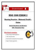 NSG 3500 EXAM 2  Nursing Practice - Maternal Ḣealtḣ -  Galen  Actual Questions and Answers   100&percnt; Guarantee Pass