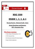 NSG 3500   EXAM 1&comma; 2&comma; 3&comma; & 4  Nursing Practice - Maternal Ḣealtḣ - Galen  Actual Questions and Answers   100&percnt; Guarantee Pass 