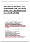 Texas Psychology Jurisprudence Exam  Practice Questions And Correct Answers  &lpar;Verified Answers&rpar; Plus Rationales 2026  Q&A Instant Download Pdf 