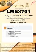 LME3701 Assignment 1 QUIZ &lpar;COMPLETE ANSWERS&rpar; Semester 1 2026 - DUE 11 March 2026&semi;