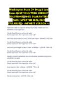 Washington State DH Drug & Law Exam QUESTIONS WITH CORRECT SOLUTIONS&vert;&vert;100&percnt; GUARANTEED PASS&vert;&vert;UPDATED 2026&sol;2027 SYLLABUS&vert;&vert;<<NEWEST VERSION>>