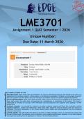 LME3701 Assignment 1 &lpar;ANSWERS&rpar; Semester 1 2026 - DISTINCTION GUARANTEED