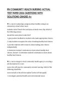 RN COMMUNITY HEALTH NURSING ACTUAL TEST PAPER 2026 QUESTIONS WITH SOLUTIONS GRADED A&plus;