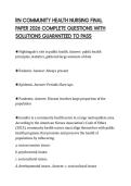 RN COMMUNITY HEALTH NURSING FINAL PAPER 2026 COMPLETE QUESTIONS WITH SOLUTIONS GUARANTEED TO PASS