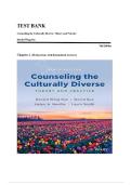 TEST BANK FOR Counseling the Culturally Diverse&colon; Theory and Practice 9th Edition by Derald Wing Sue &comma; ISBN&colon; 9781119861904 Chapter 1-26&comma; Answers with Rationales &vert;All Chapters Verified&vert; Guide A&plus;