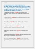 CCEP COMPLIANCE AND ETHICS EXAM&vert;&vert; ACCURATE AND FREQUENTLY TESTED QUESTIONS AND 100&percnt; CORRECT ANSWERS WITH RATIONALES&vert;&vert; LATEST AND COMPLETE UPDATE WITH EXPERT VERIFIED SOLUTIONS&vert;&vert; SURE PASS&excl;&excl;