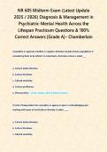 NR 605 Midterm Exam Latest 2025&sol;2026&colon; Verified Answers&comma; Study Guide & Complete Solutions for Psychiatric-Mental Health Practicum &vert; Chamberlain &vert; Author&colon; Brainboosters