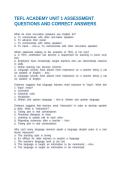TEFL ACADEMY UNIT 1 ASSESSMENT QUESTIONS AND CORRECT ANSWERS