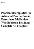 Test Bank for Pharmacotherapeutics for Advanced Practice Nurse Prescribers Quinto Edition by Teri Moser Woo &vert;&vert;ISBN&colon;9780803669260