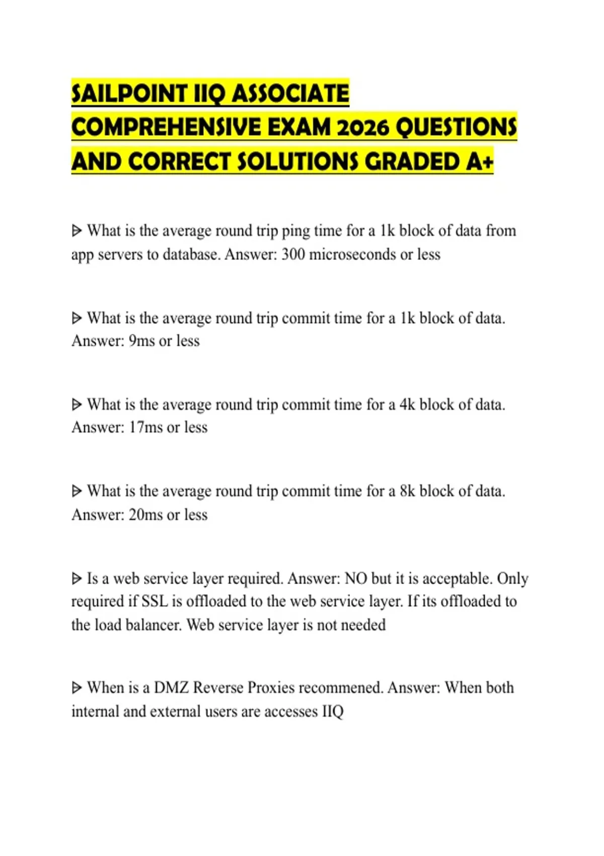 Question Associate SAILPOINT IIQ ASSOCIATE COMPREHENSIVE EXAM 2026 QUESTIONS AND CORRECT ...
