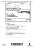 Pearson Edexcel A Level Geography 8GE0&sol;02 Paper 2 June 2025 Question Paper &lpar;QP&rpar;