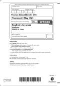 Pearson Edexcel A Level English Literature 9ET0&sol;02 Paper 2 June 2025 Question Paper &lpar;QP&rpar;
