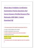 Illinois Basic Firefighter Certification Examination Practice Questions And Correct Answers &lpar;Verified Answers&rpar; Plus Rationales 2026 Q&A &vert; Instant Download Pdf