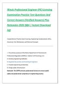 lllinois Professional Engineer &lpar;PE&rpar; Licensing Examination Practice Test Questions And Correct Answers &lpar;Verified Answers&rpar; Plus Rationales 2026 Q&A &vert; Instant Download Pdf