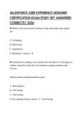 SALESFORCE USER EXPERIENCE DESIGNER CERTIFICATION EXAM STUDY SET ANSWERED CORRECTLY 2026