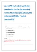 Loyola EMS System Skills Verification Examination Practice Questions And Correct Answers &lpar;Verified Answers&rpar; Plus Rationales 2026 Q&A &vert; Instant Download Pdf