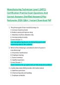 Manufacturing Technician Level 1 &lpar;MT1&rpar; Certification Practice Exam Questions And Correct Answers &lpar;Verified Answers&rpar; Plus Rationales 2026 Q&A &vert; Instant Download Pdf
