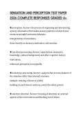 SENSATION AND PERCEPTION TEST PAPER 2026 COMPLETE RESPONSES GRADED A&plus;