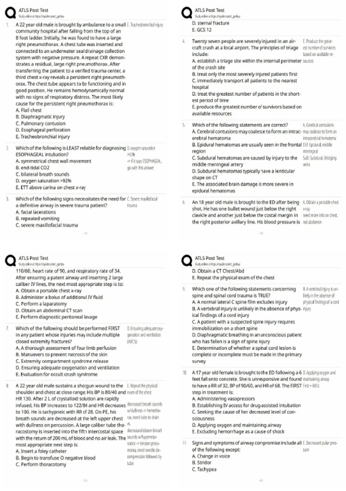ATLS Post Test / Score 100% / 2025 Updated Advanced Trauma Life Support ...