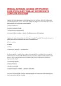 MEDICAL-SURGICAL NURSING CERTIFICATION EXAM STUDY QUESTIONS AND ANSWERS WITH COMPLETE SOLUTIONS