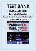 Paramedic Care Principles and Practice 5th Edition Volume 1 Test Bank Updated 2025&ndash;2026 Complete All Chapters with Verified Questions and Detailed Rationales&period; Comprehensive Exam Preparation Resource for EMS and Paramedic Students&period; Essential Study Tool for