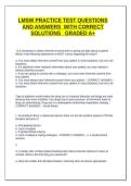 LMSW PRACTICE TEST QUESTIONS AND ANSWERS  WITH CORRECT  SOLUTIONS   GRADED A&plus;