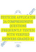 Pesticide Applicator 3A Comprehensive Questions &lpar;Frequently Tested&rpar; with Verified Answers Graded A&plus;