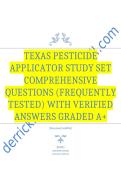 Texas Pesticide Applicator Study Set Comprehensive Questions &lpar;Frequently Tested&rpar; with Verified Answers Graded A&plus;