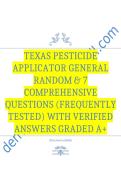 Texas Pesticide Applicator General random & 7 Comprehensive Questions &lpar;Frequently Tested&rpar; with Verified Answers Graded A&plus;