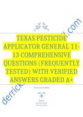 Texas Pesticide Applicator General 11-13 Comprehensive Questions &lpar;Frequently Tested&rpar; with Verified Answers Graded A&plus;