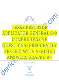 Texas Pesticide Applicator General 8-9 Comprehensive Questions &lpar;Frequently Tested&rpar; with Verified Answers Graded A&plus;