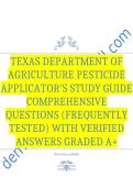 Texas Department of Agriculture Pesticide Applicator's study guide Comprehensive Questions &lpar;Frequently Tested&rpar; with Verified Answers Graded A&plus;