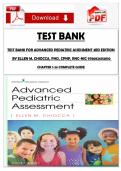 TEST BANK FOR ADVANCED PEDIATRIC ASSESSMENT 3RD EDITION  BY ELLEN M&period; CHIOCCA&comma; PHD&comma; CPNP&comma; RNC-NIC 9780826150110   CHAPTER 1-26 COMPLETE GUIDE