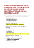 ILLINOIS COMMERCIAL DRIVER LICENSE &lpar;CDL&rpar;  ENDORSEMENT EXAM PRACTICE QUESTIONS  WITH CORRECT ANSWERS &lpar;VERIFIED  ANSWERS&rpar; PLUS RATIONALES 2026 Q&A &vert;  INSTANT DOWNLOAD PDF